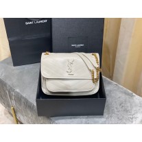 Saint Laurent Niki Medium 28cm Chain Bag White Lambskin