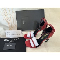 Saint Laurent Opyum Sandals Calf Leather Matte Red