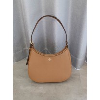 Tory Burch Emerson Patent Zip Shoulder Bag Brown