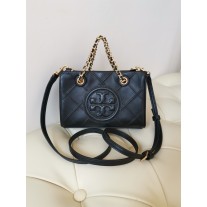 Tory Burch Mini Fleming Soft Chain Tote Black