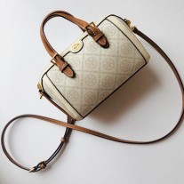 Tory Burch Mini T Monogram Barrel Bag Beige