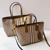 Tory Burch T Monogram Coated Canvas Tote Bag Caramel