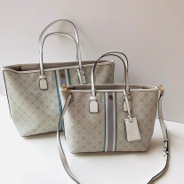 Tory Burch T Monogram Coated Canvas Tote Bag Cream