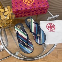 Tory Burch Women Flip Flop Stripes Blue