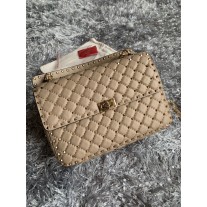 Valentino Garavani Large Rockstud Spike Nappa Shoulder Bag Sand