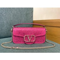 Valentino Garavani Locò Shoulder Bag With Rhinestones Rose Pink