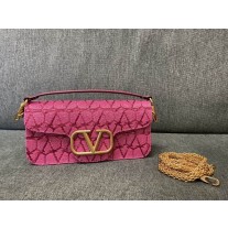 Valentino Garavani Locò Toile Iconographe Shoulder Bag Pink
