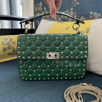 Valentino Garavani Nappa Medium Rockstud Spike Shoulder Bag Green