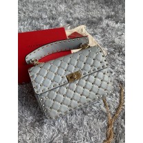 Valentino Garavani Nappa Medium Rockstud Spike Shoulder Bag Pastel Grey