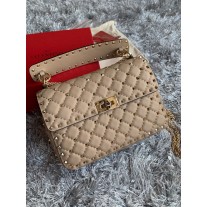 Valentino Garavani Nappa Medium Rockstud Spike Shoulder Bag Sand