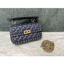 Valentino Garavani Nappa Rockstud Spike Bag Dark Blue