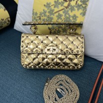 Valentino Garavani Nappa Small Rockstud Spike Shoulder Bag Gold