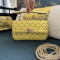 Valentino Garavani Nappa Small Rockstud Spike Shoulder Bag Yellow