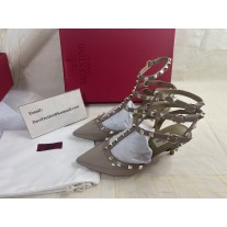 Valentino Garavani Rockstud Ankle Strap Pump 65 Mm With Gold Studs Nude