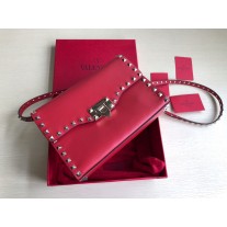 Valentino Garavani Rockstud S Leather Shoulder Bag Red