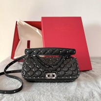 Valentino Garavani Rockstud Spike Calfskin Shoulder Bag Black