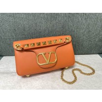 Valentino Garavani Stud Sign Nappa Shoulder Bag Orange
