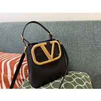 Valentino Garavani SuperVee Leather Bucket Bag Black