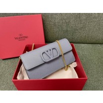Valentino Garavani VSling Leather Chain Wallet Blue