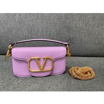 Valentino LOCÒ Shoulder Bag 20CM VLogo Signature Light Purple