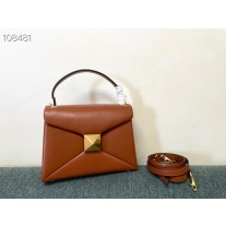 Valentino Small One Stud Handbag Nappa Leather Lambskin Brown