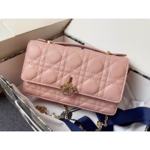 Dior Miss Dior Mini Bag Cannage Lambskin Top Handle Pink
