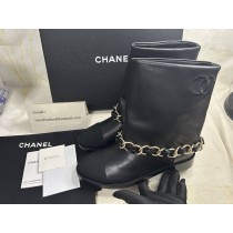 Cambon Chanel Ankle Boots Black Leather
