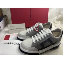Ferragamo Men's Perforated Gancio Leather Low-Top Sneakers 