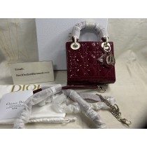 Lady Dior Mini Bag in Shiny Burgundy