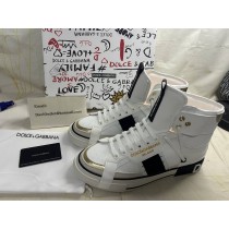 DOLCE & GABBANA White Leather High Top Sneakers