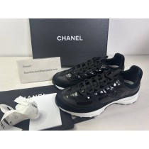 Woman Chanel Sneakers CC Black Laminated Calfskin And Suede