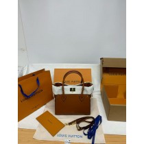 Louis Vuitton On My Side MM Leather Shearling Satchel Caramel Brown