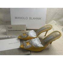 Manolo Blahnik Hangisimu Embellished Satin Mules