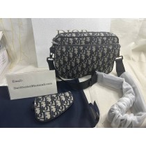 Saddle Triple Pouch Beige and Black Dior Oblique Jacquard