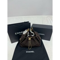 Chanel Small 25 Hobo Bag Dark Brown Suede Antique Gold