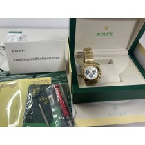 Rolex Daytona 18k Yellow Gold White Panda Dial Mens 40mm Watch 