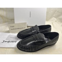Saint Laurent Womens leather penny loafers in black