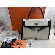 Hermes Womens Patchwork Canvas Crossbody Bag