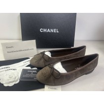 Chanel Suede Calfskin Cap Toe CC Ballerina Flats