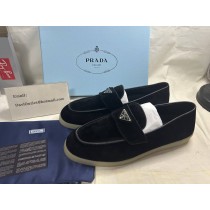 Prada Men's Black Suede Leather Loafers 