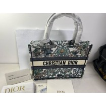 Dior Medium Book Tote Handbag White Blue Embroidery