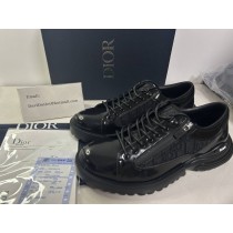 Dior Combat Derby Shoe Black Polished Calfskin and Black Dior Oblique Jacquard