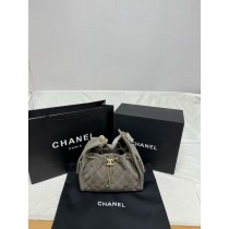 Chanel Suede Quilted Small Chanel 25 Handbag Dark Grey