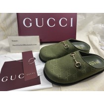 Women's mule with Horsebit in dark green GG canvas