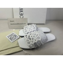 Loewe white Petal Anagram leather slides 