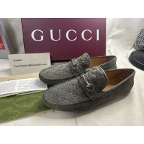 Gucci Men's Horsebit 1953 loafer in grey GG suede
