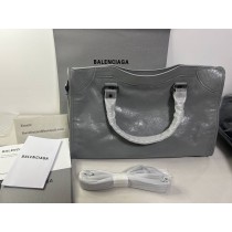 Balenciaga 38cm City Medium Leather Handbag Grey