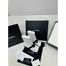Elegant Black and White Chanel Women's Ankle Boots