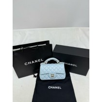 Chanel Rectangular Flap with Top Handle Light Blue