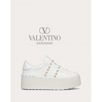 Knockoff valentino Ottawa Flatform Rockstud Untitled Sneaker In Calfskin for Woman in White